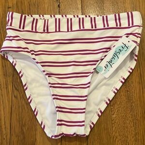 NWT freshwater white and purple stripe banded hi leg high waist size small